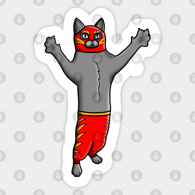 Gato Luchadore - Cat Luchador - Wrestler Kitty Sticker by prettyinink